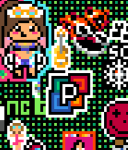 The small pxls.space logo and a fiddle made to reference pxlsFiddle, located in an area Green Lattice was present.