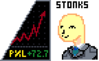 This art never made it to the final canvas due to griefing. It is based on the STONKS meme.