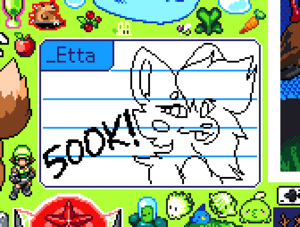 _Etta's 500k ego was a Pictochat message with an old sketch of her fursona drawn by the Geometry Dash creator Split72.