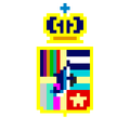 Pixelated coat of arms of the House of Cromburg