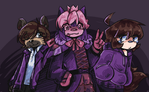 In order: TheMGC, Temriel, and min. Drawn by weird_kit!