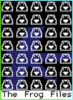 This was originally a reference to The Epstein Files being completely redacted, but after chat said it was too much of one color, Ayden changed it to this, based on a frog that was created while making the black background by StaelaaOpal. The blue pixels are from a member of Swarm devirgining the art, but then they never cleaned up their mess.